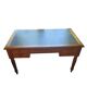Antique flat desk in oak and black leather, Louis-Philippe style.
