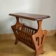Vintage magazine rack with shelf, Solid cherry wood side table from the 1990s