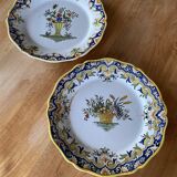 Set of 2 decorative earthenware plates from Desvres