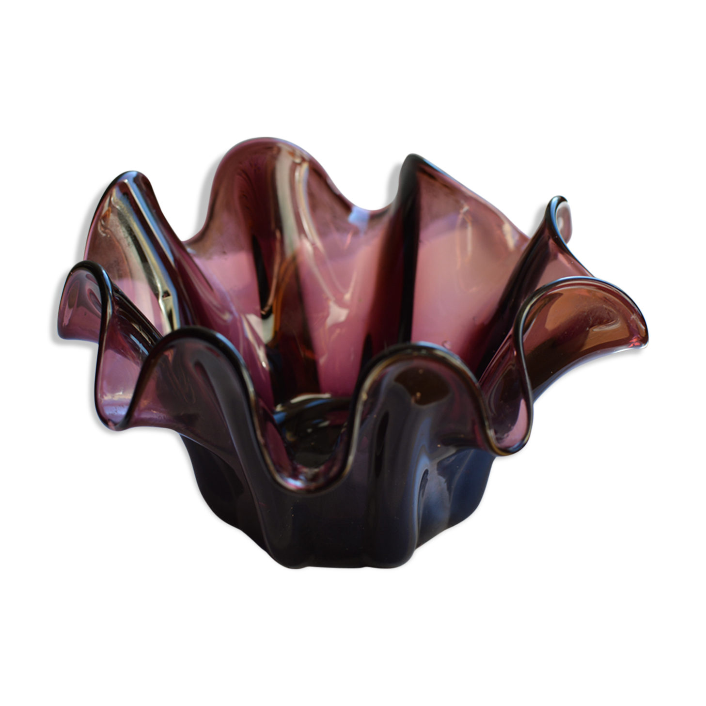 Murano purple glass candlestick