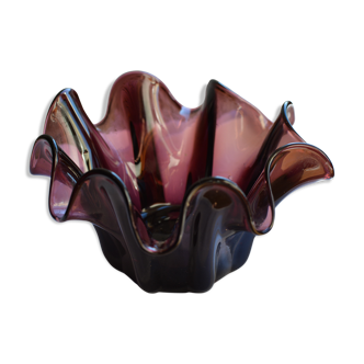 Bougeoir en verre Murano violet