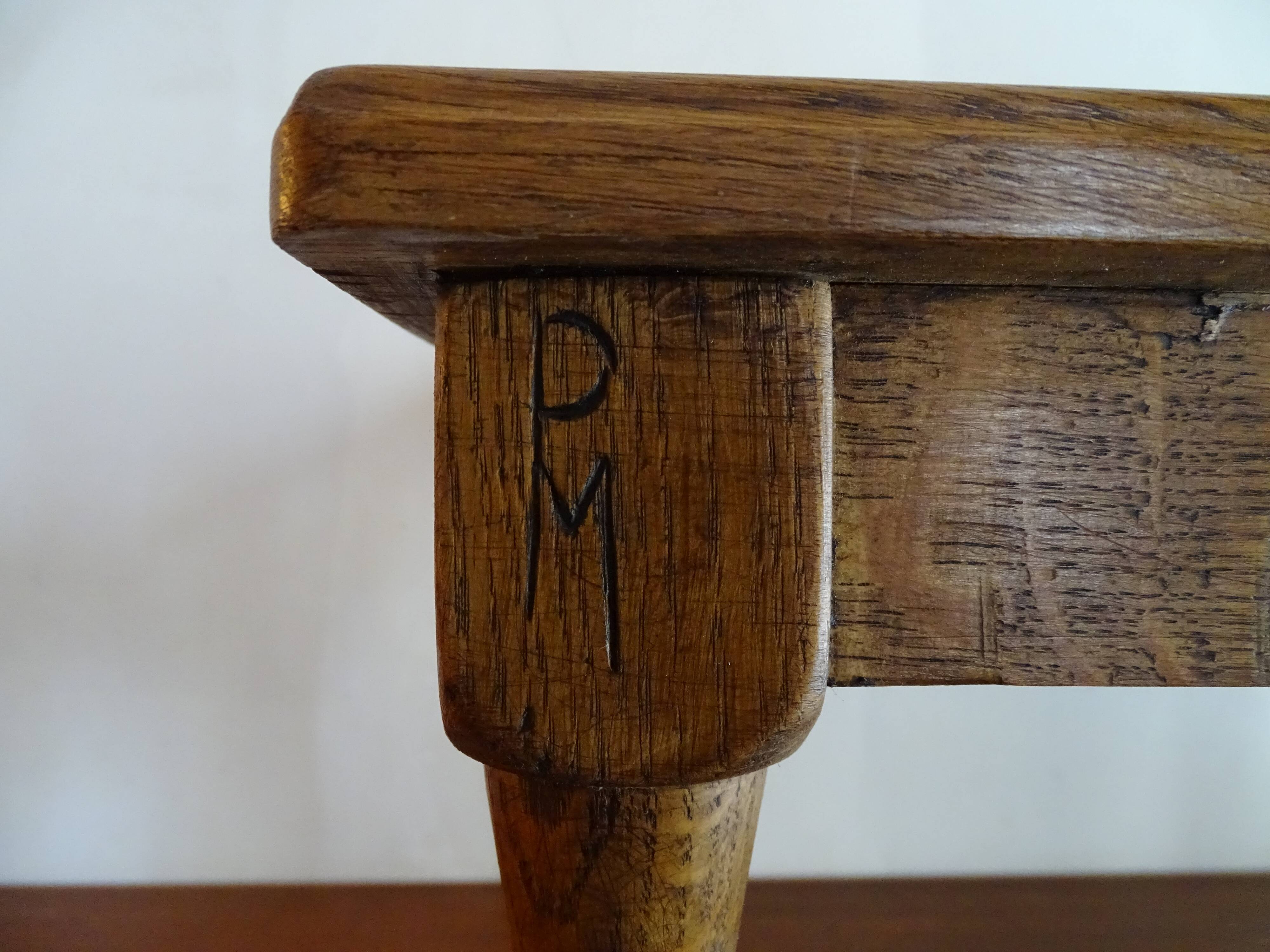 Old brutalist wood stool