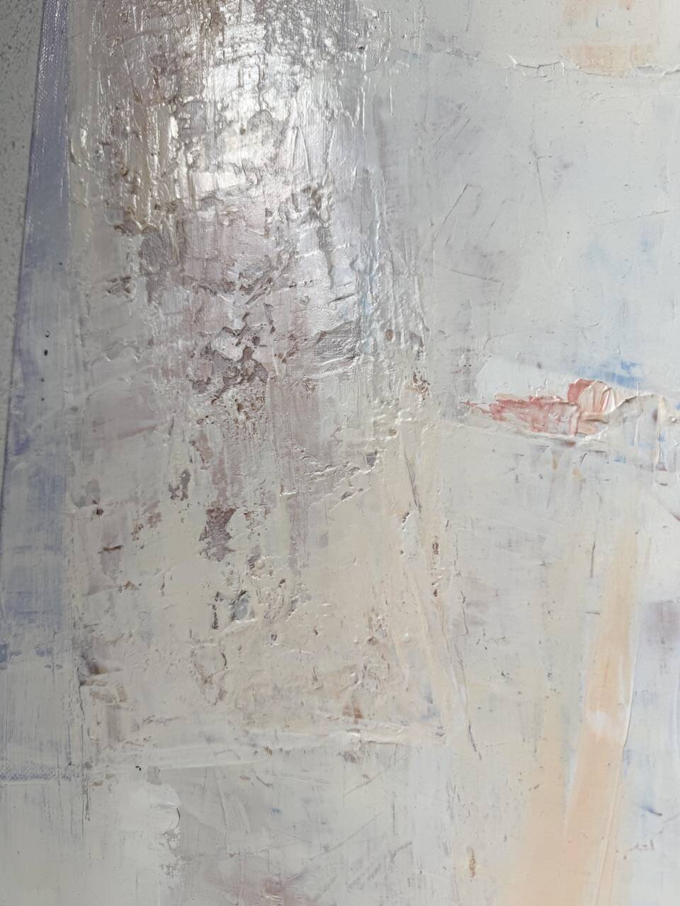 Toile abstraite blanche, peinture à l’huile XXème