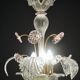chandelier vénitien vintage, en verre de Murano à fleurs roses, des années 1970.