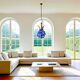 Large Portuguese blue glass crowned chandelier