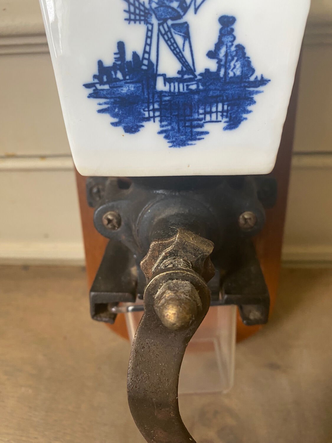 Old wall-mounted coffee grinder