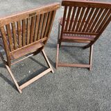 Set of 2 folding teak garden chairs
