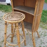 Sixties rattan bar and stool.