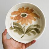 6 soup plates with floral decoration, Sarreguemines earthenware, hand painted.