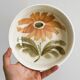 6 soup plates with floral decoration, Sarreguemines earthenware, hand painted.