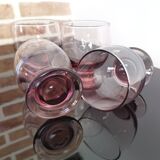 4 Art Deco red wine glasses in purple glass from the 70s