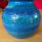 Aldo Londi ceramic ball vase (1911-2003) Rimini Blue, for Bitossi