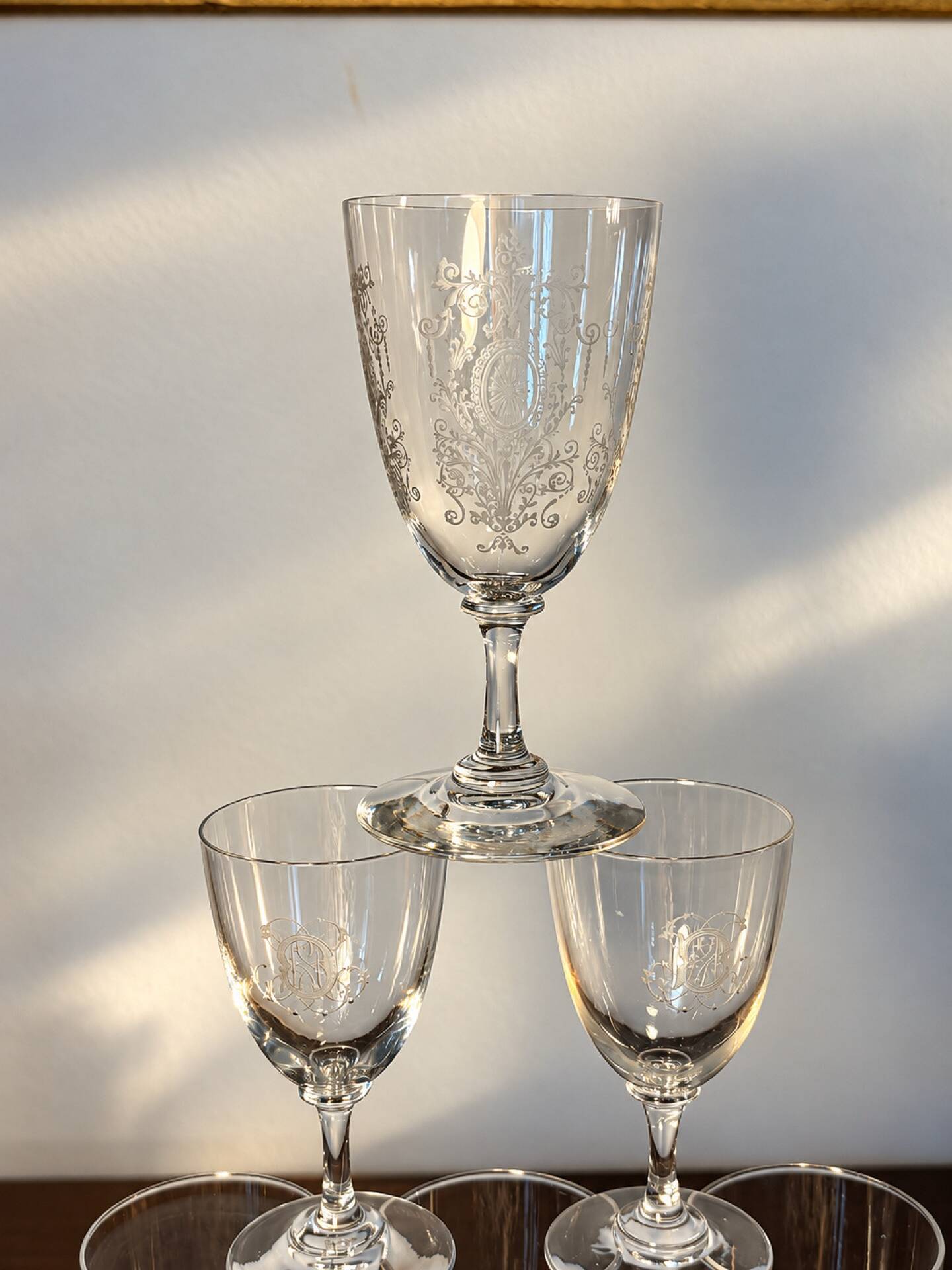 6 Baccarat glasses Funel shaped late 19th - early 20th century 