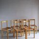 6 beech wood cognac leather chairs | Ibisco | Italy | 1960s