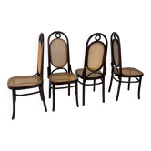 Set of 4 Radomsko Bentwood and Cane Dining Chairs, 1950s