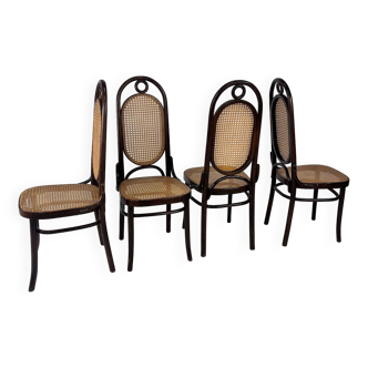 Set of 4 Radomsko Bentwood and Cane Dining Chairs, 1950s