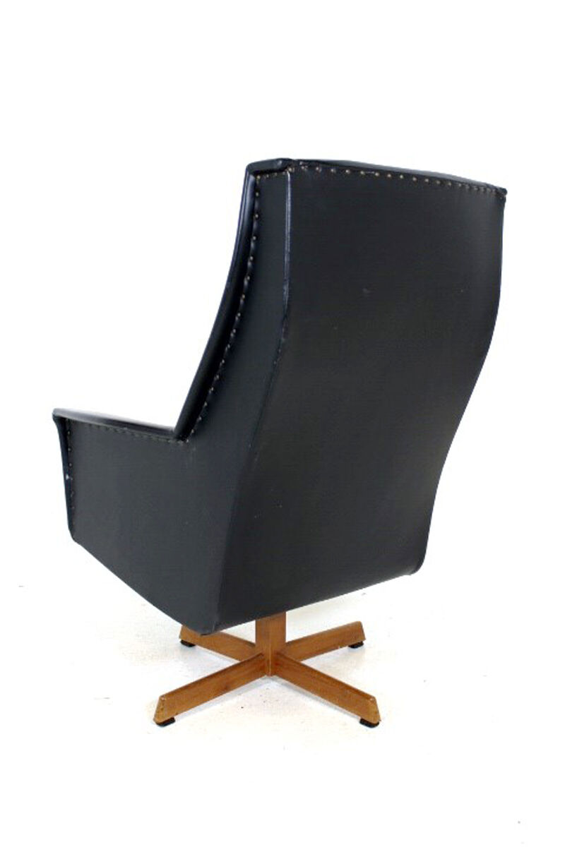 Scandinavian faux-leather rotary chair, Sweden, 1950