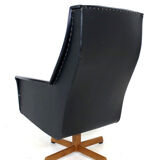 Scandinavian faux-leather rotary chair, Sweden, 1950