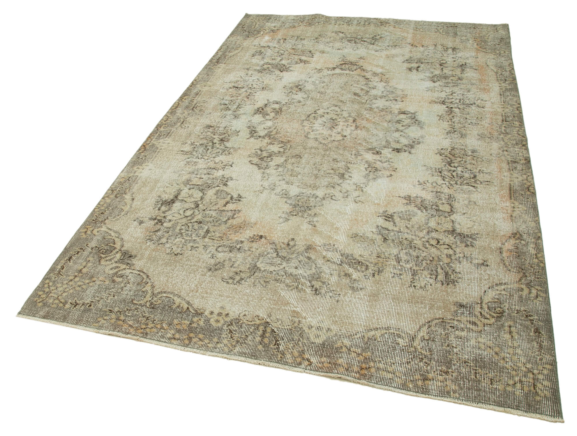 Anatolian handwoven vintage 1970s beige carpet 160 cm x 264 cm