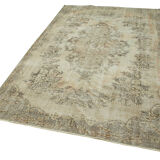 Anatolian handwoven vintage 1970s beige carpet 160 cm x 264 cm