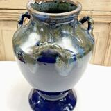 Old large sandstone vase signed Maure Lebret de Ligers Puisaye triple handles