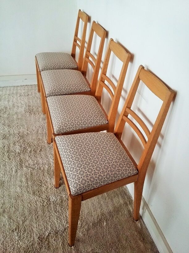 Suite of 4 oak chairs 50s