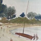 Table "estagnol beach" (var) jean-francois devaliere (1926-2021). biface