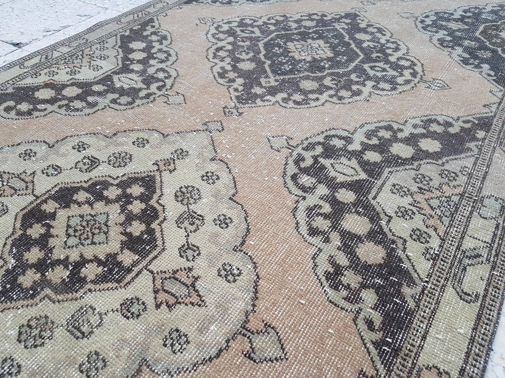 Vintage Turkish hallway rug 106x379 cm