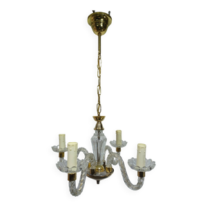 lustre 4 lumières verre - laiton