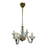 Lustre 4 lumières verre et laiton