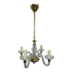 4-light glass and brass chandelier