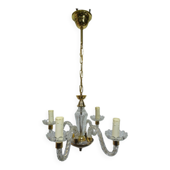 Lustre 4 lumières verre et laiton