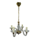 4-light glass and brass chandelier