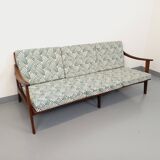 Banquette canapé 3 places scandinave Arne Wahl Iversen pour Komfort en teck