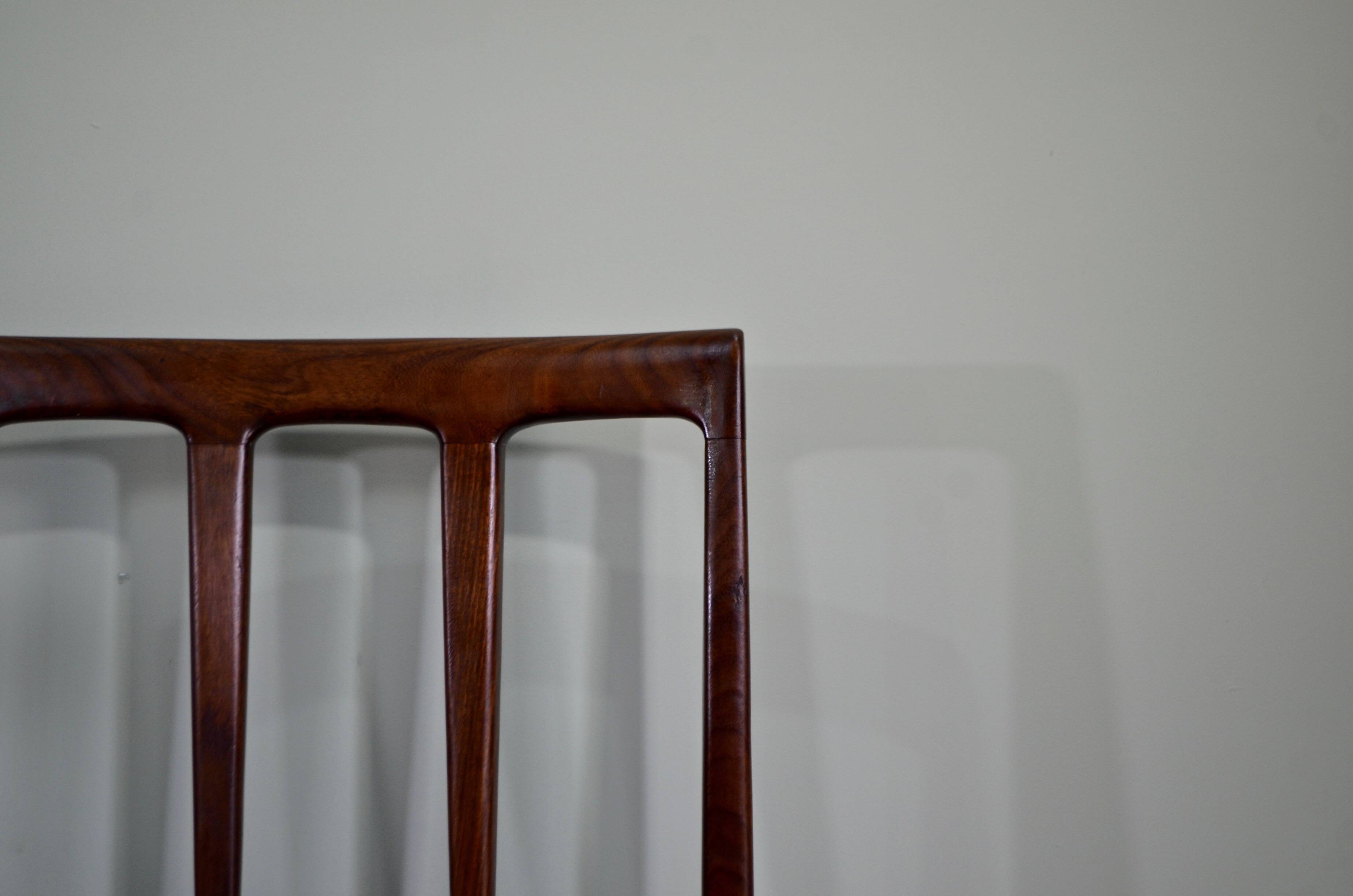 Stylish Set Of 4 Vintage Midcentury A. Younger Afromosia And Velvet Chairs.
