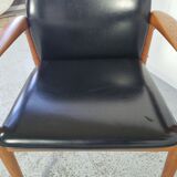 Teak and Skai office chair from Grete Jalk for Glostrup, 60s