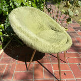 Fauteuil moumoute vintage vert pale