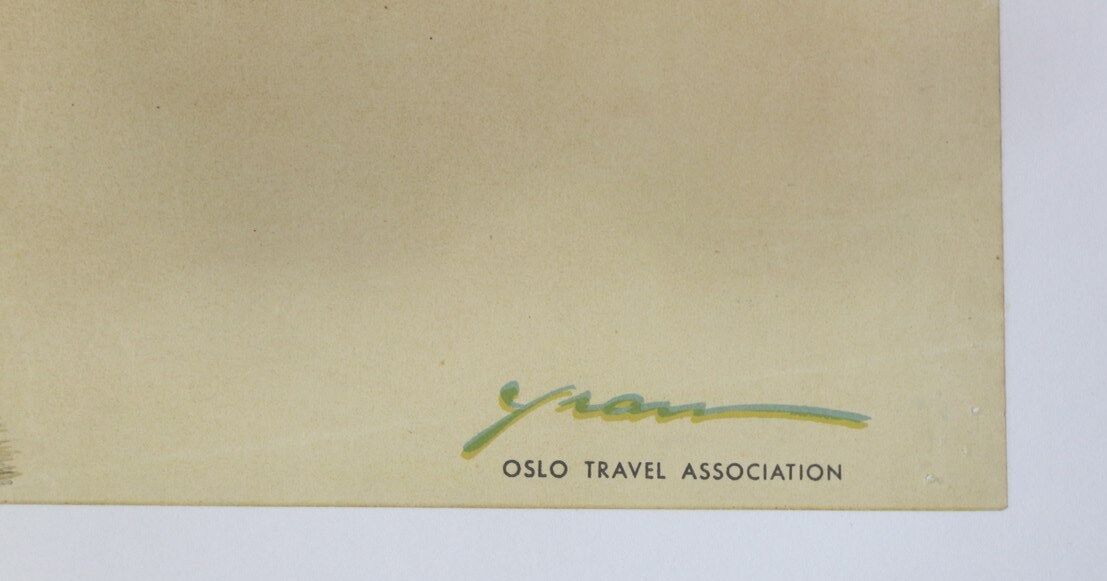 Original poster Oslo Norway doll 1962 Yran Knut boat beach travel railway tourism