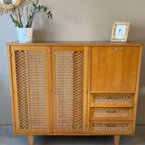 Vintage wicker high sideboard