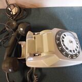 Brown and khaki socotel dial telephone