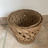 Vintage woven wicker plant pot cover