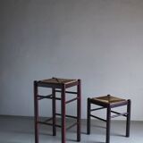 Tabouret et tabouret de bar vintage avec assise en jonc | Italie | Années 1970