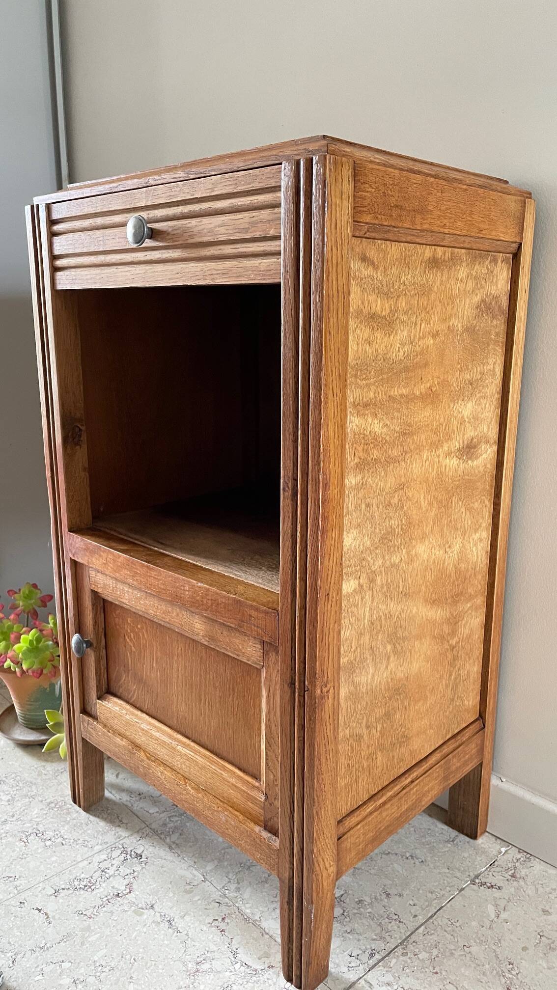 Cube bedside table in oak 1950s