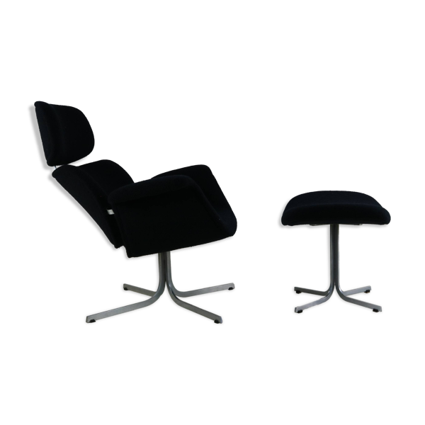 Fauteuil lounge Tulipe avec ottoman édition Artifort