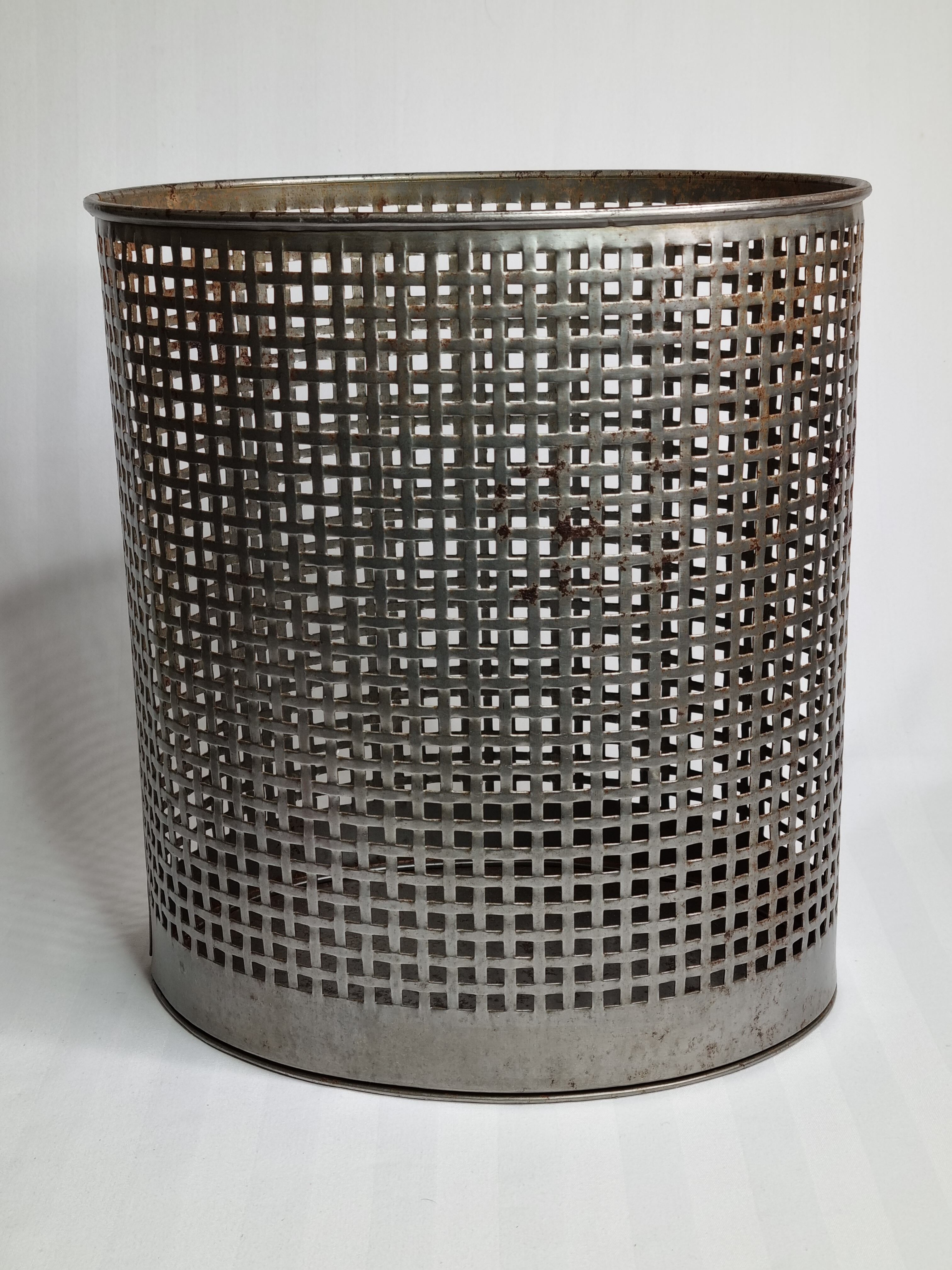 Industrial style metal wastebasket, 50s