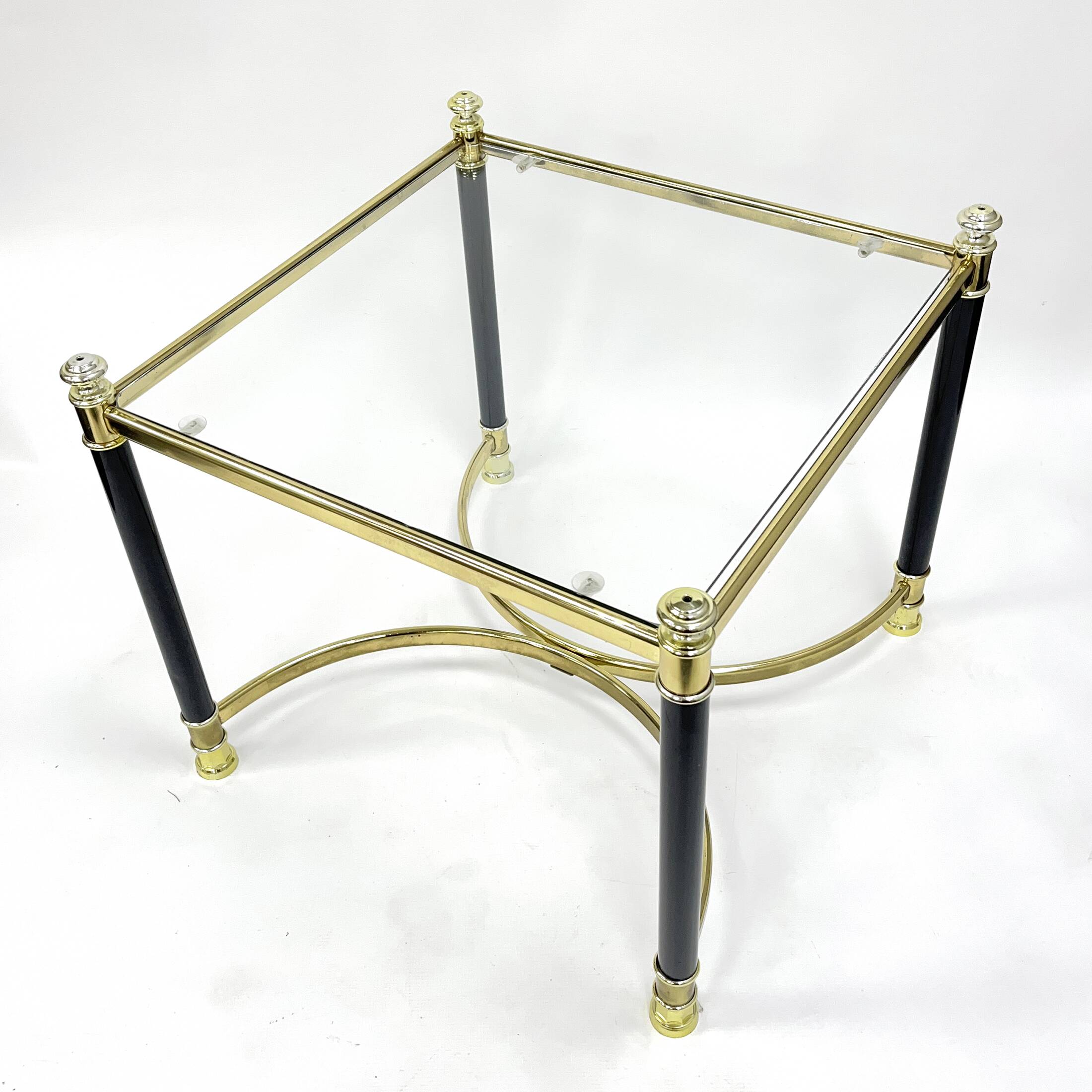 Hollywood Regency Side Table, Brass and Glass, 1970s, Maison Jansen Style