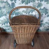 Wicker wheeled trolley