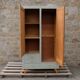 Vintage Parisian wardrobe in sage green – Mirror, hanging space and drawers