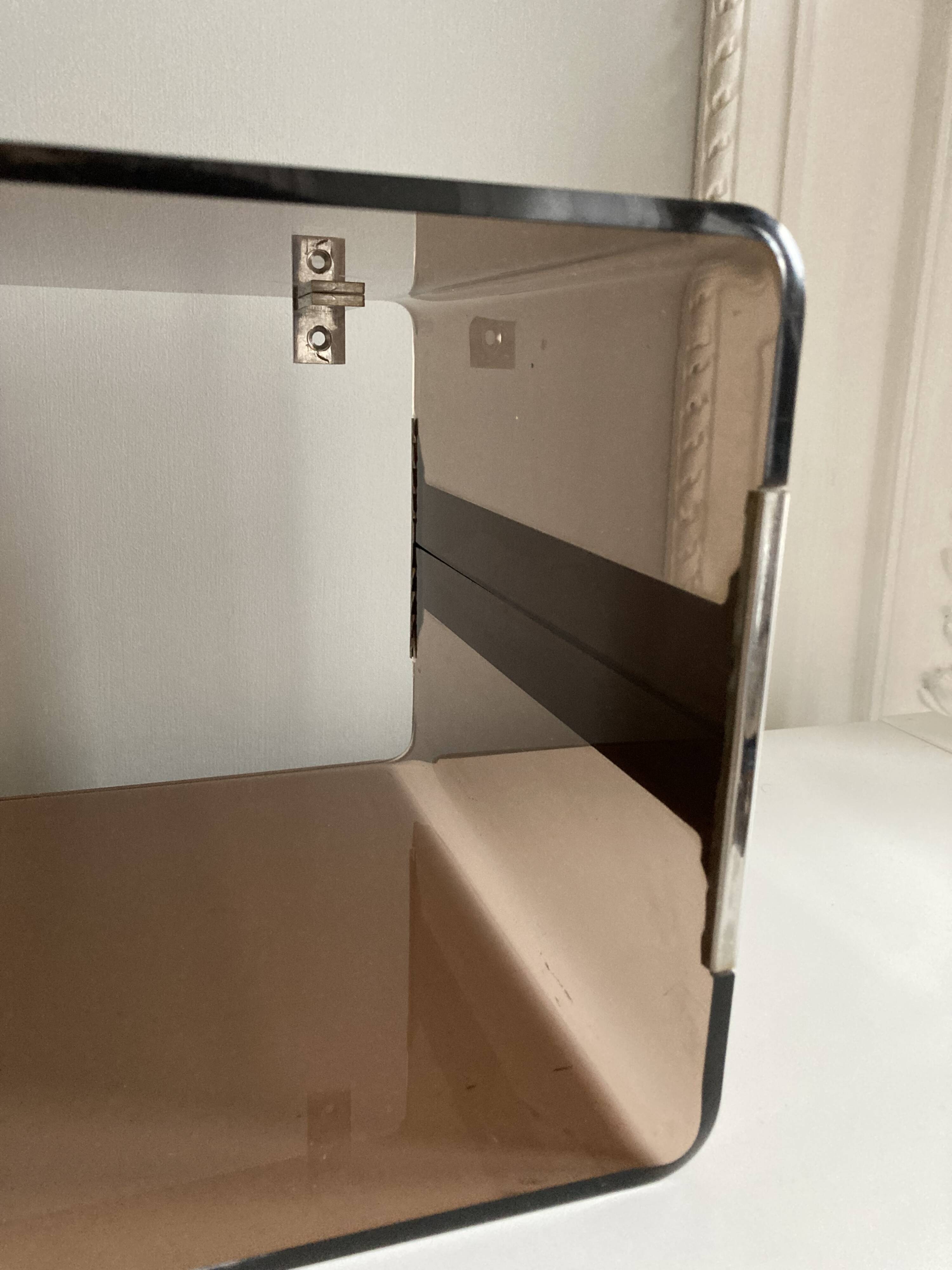 M. Dumas plexiglass and chrome shelf locker