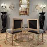 Suite of 4 lacquered chairs Louis XVI style nineteenth era